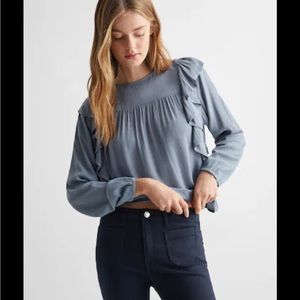 - Anthropologie Dolan blouse ruffle blue XS